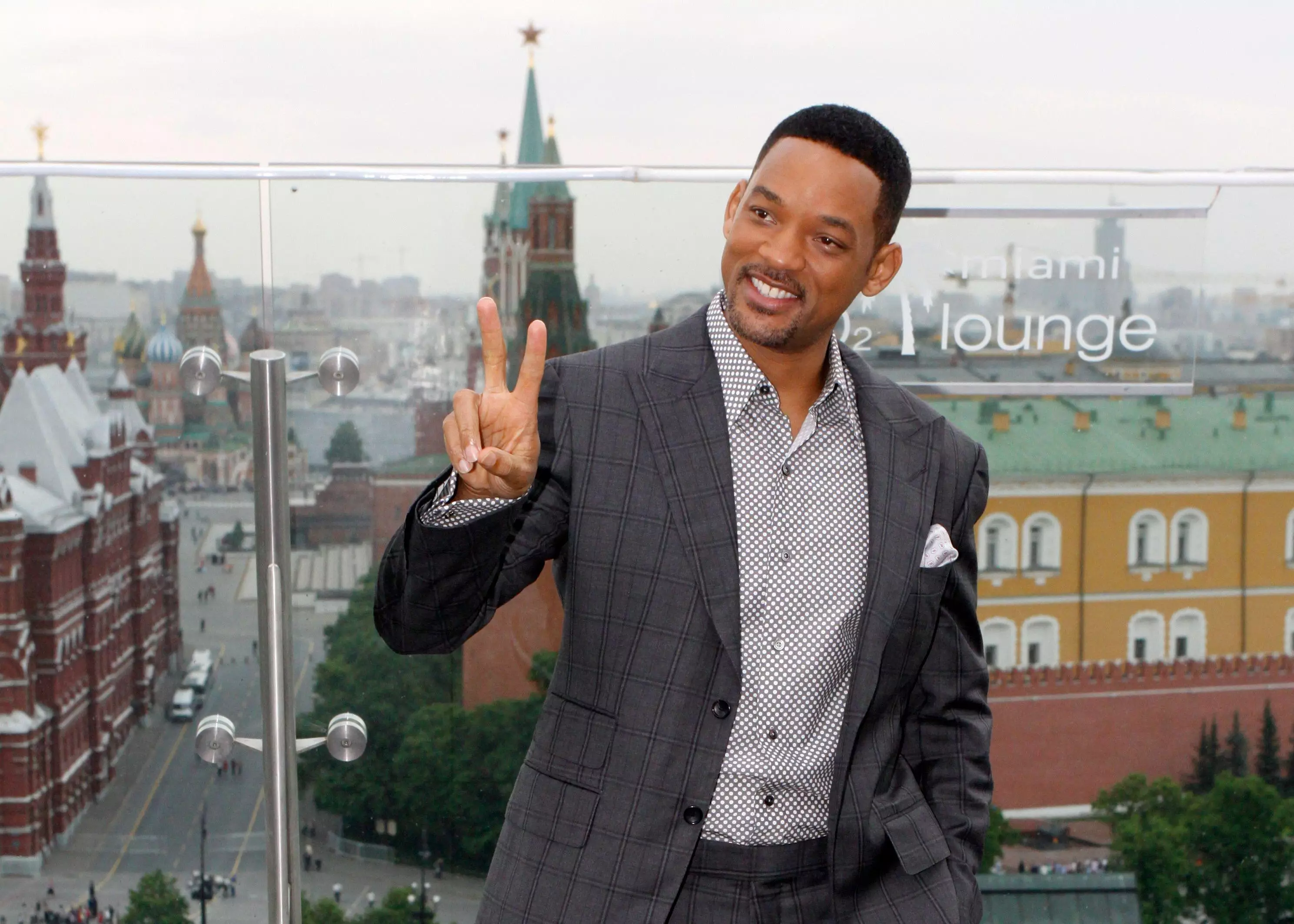 Smith at a photocall in Moscow before the event.