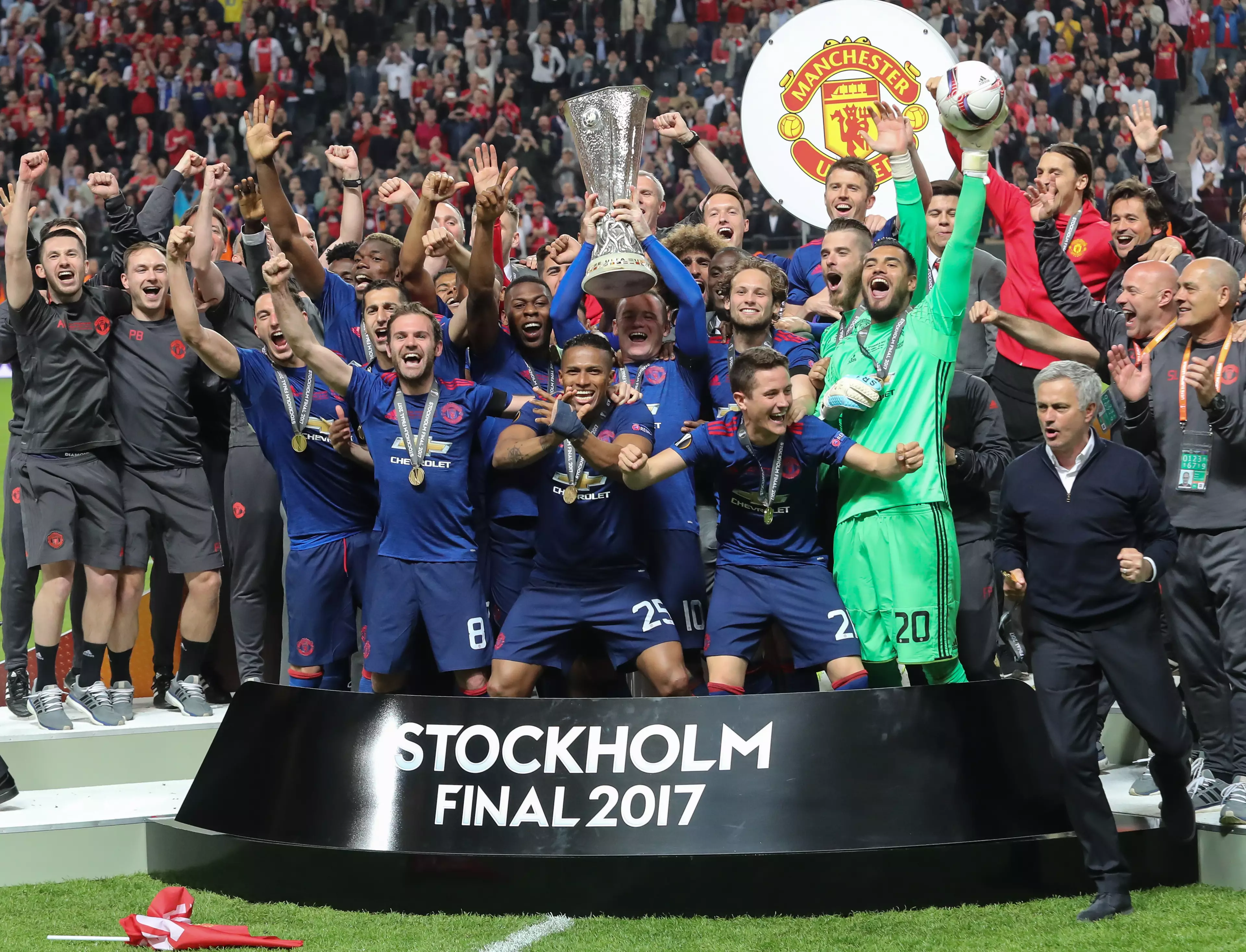 United beat Ajax to win the Europa League. Image: PA