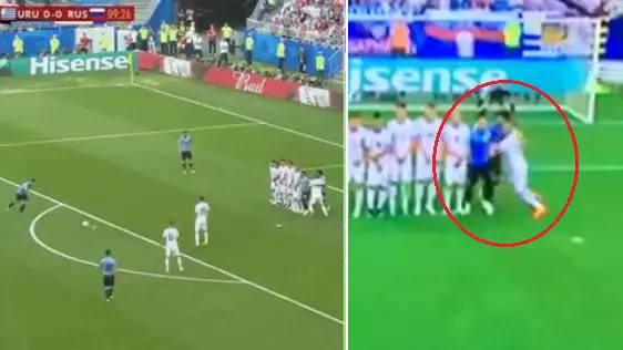 Watch: Russia Player Inadvertently Helps Luis Suarez To Score A Free-Kick 