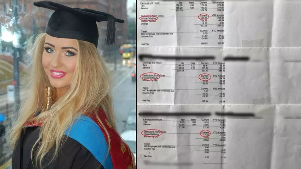 Waitress Reveals Her Payslips To 'Prove' Restaurant Was Taking Her Tips