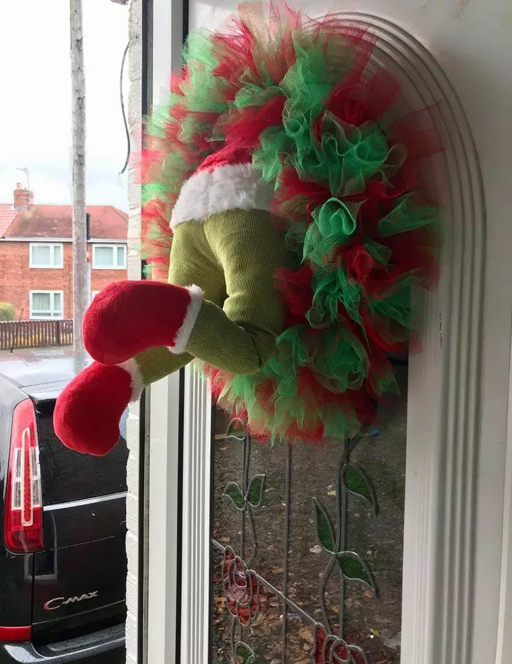 The Grinch hanging out in Laura's house (