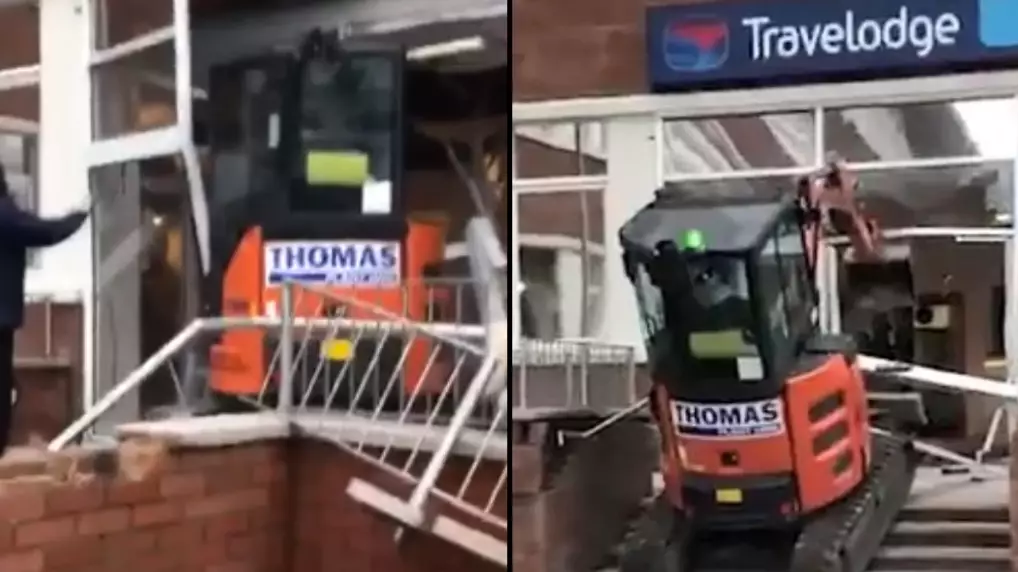 Construction Firm Speaks Out After Worker Smashes Digger Into Travelodge