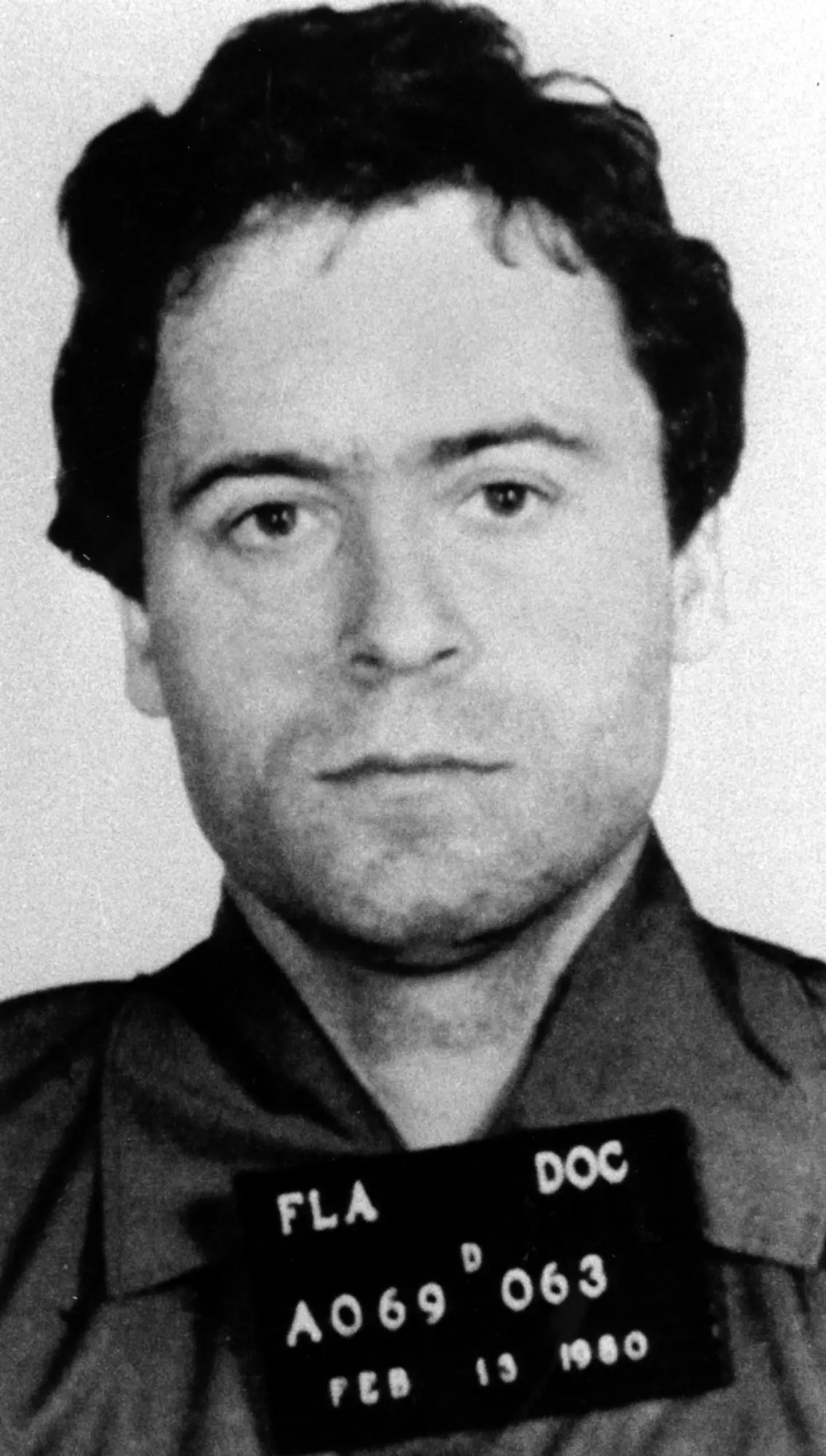 Police mug shot of convicted serial killer Ted Bundy in 1980.