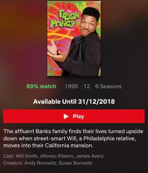 The Fresh Prince of Bel Air will be leaving Netflix after Christmas.