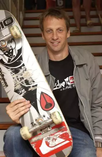 The World's Number one skateboarder Tony Hawk signs autographs for fans.