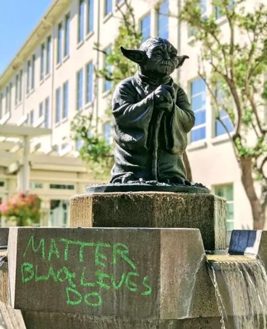 John Boyega shared a picture of a Black Lives Matter message written on a statue of Yoda.