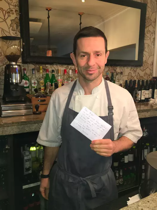Restaurant owner Olly Gallery was thrilled by the gesture (