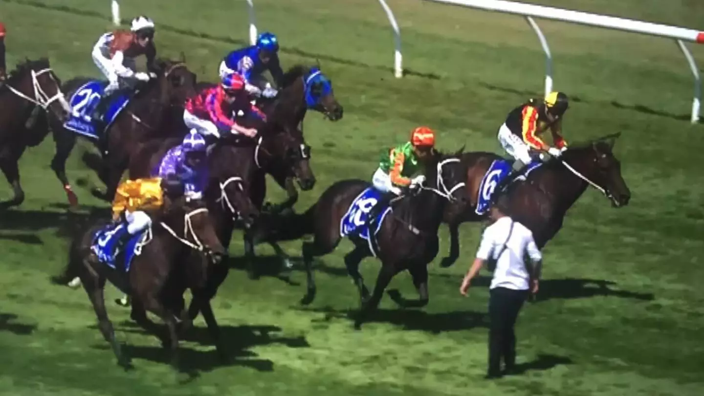 Bloke 'Lucky To Be Alive' After Walking Onto Track Mid-Horse Race 