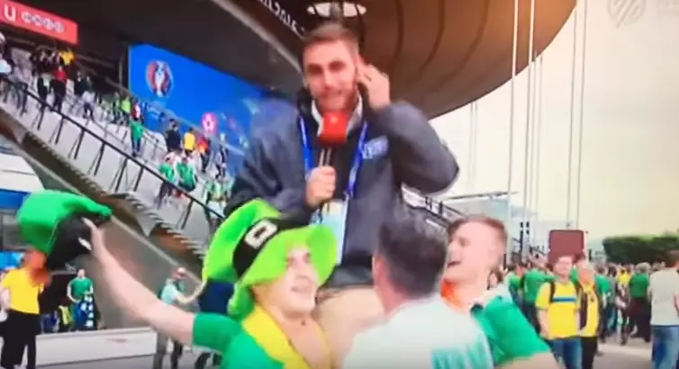 Irish Fans Remain The Best In The World As They Hoist Up News Reporter On Live TV