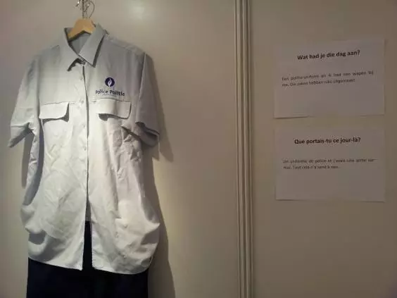 A police uniform is part of the exhibition (