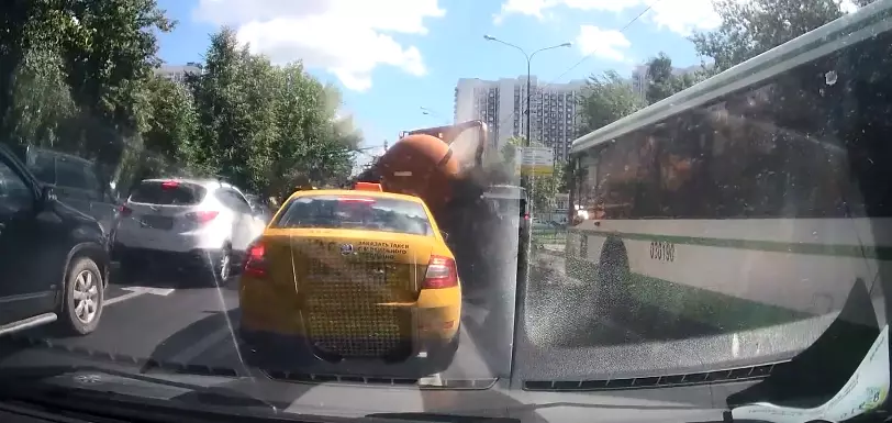Hungry? Then Don't Watch This Video Of A Sewage Truck Exploding In Rush Hour Traffic