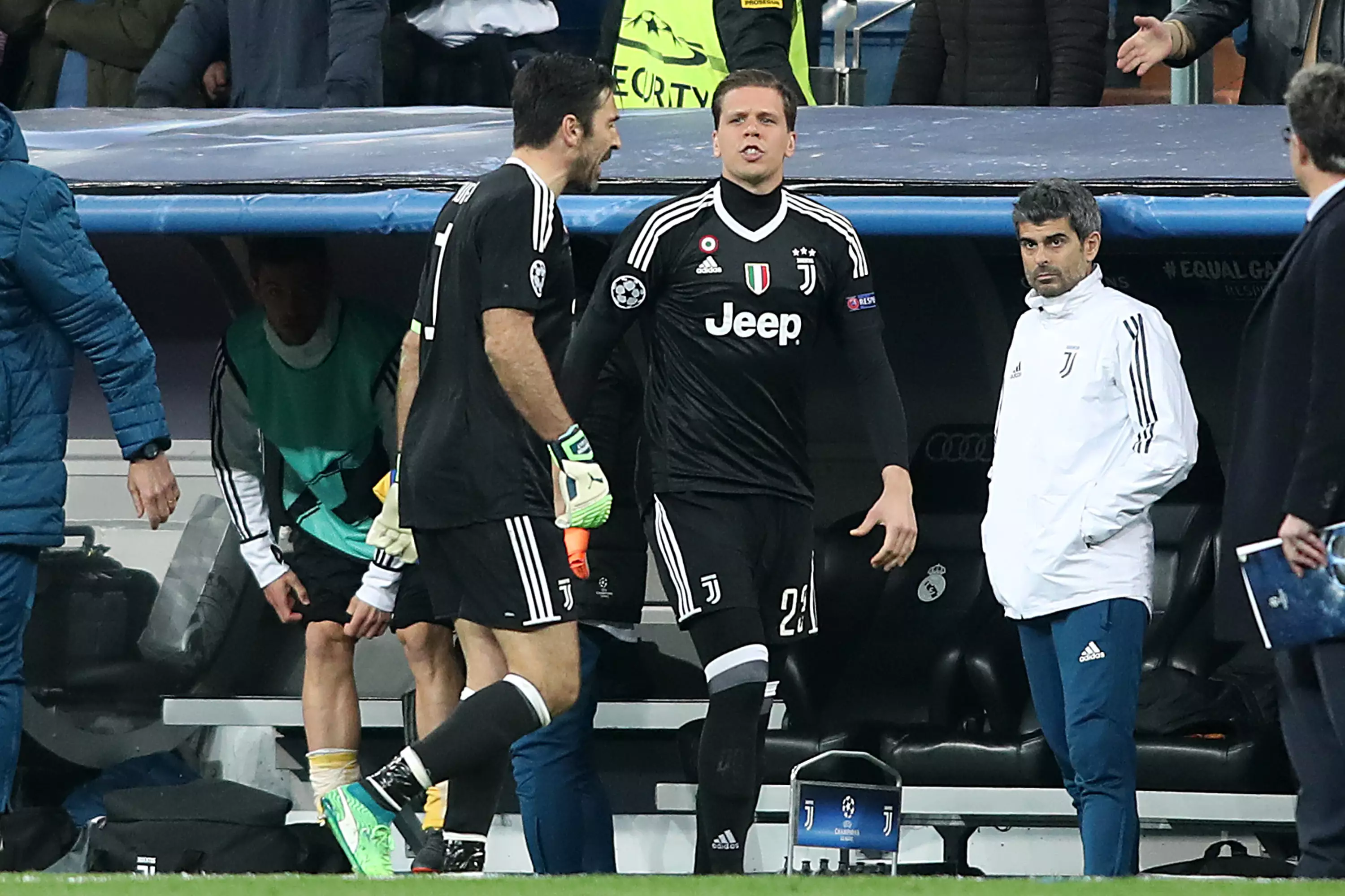 Buffon leaves the field in anger. Image: PA