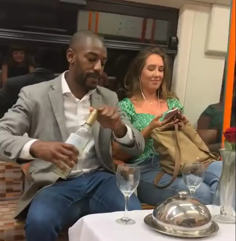Elvin Mensah served up a romantic dinner for one unsuspecting commuter.