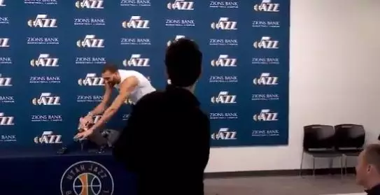 Gobert jokingly touched all the microphones in a press conference.