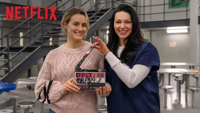Show stars Taylor Schilling and Laura Prepon.