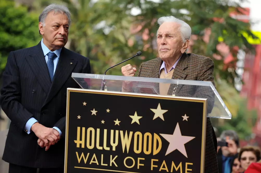 Kirk Douglas receiving his star on the Hollywood Walk of Fame in 2011.