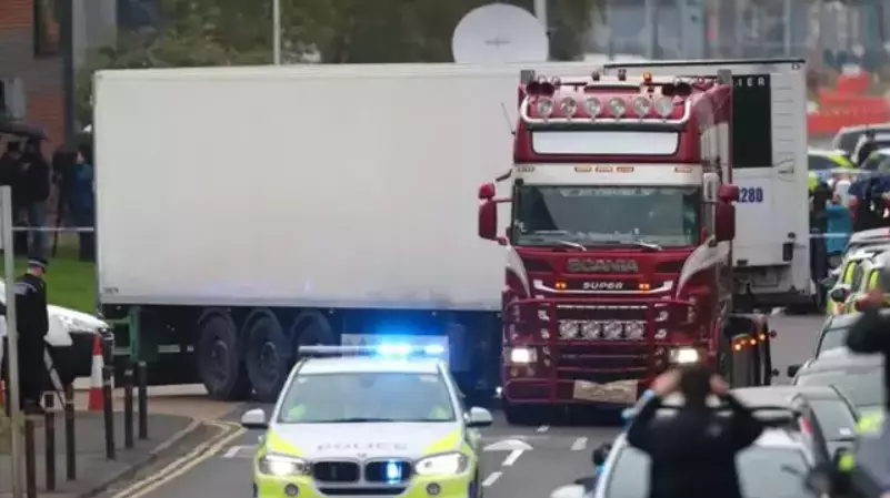 The lorry in which 39 bodies were found.
