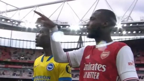 Arsenal Fans Are Convinced Nicolas Pepe Was Giving Yves Bissouma A Tour Of The Emirates At Full-Time