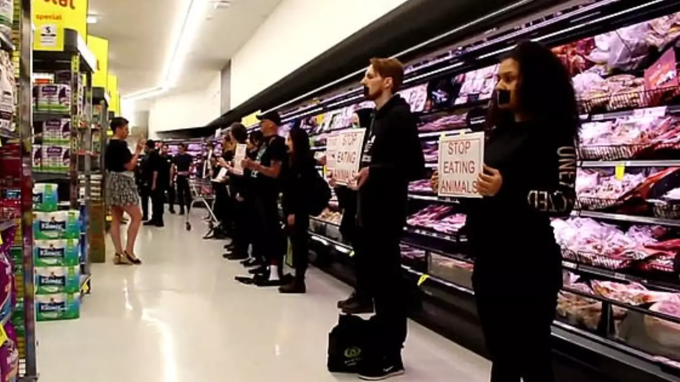 Vegan Protestors Storm Supermarket And Try To Stop Customers From Buying Meat