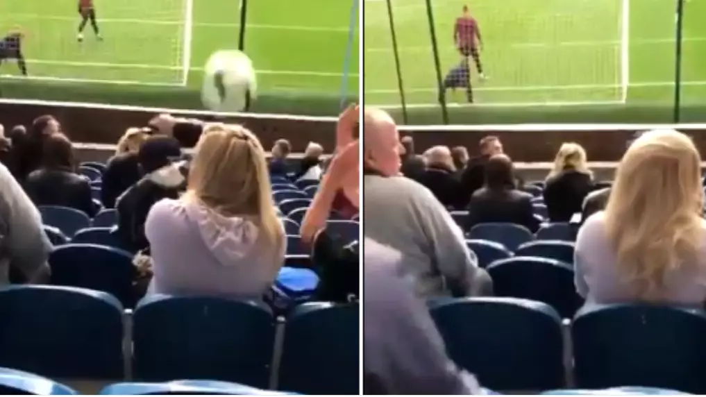 Burnley Fan Gets Ball Smacked In Her Face, Doesn't Even Flinch