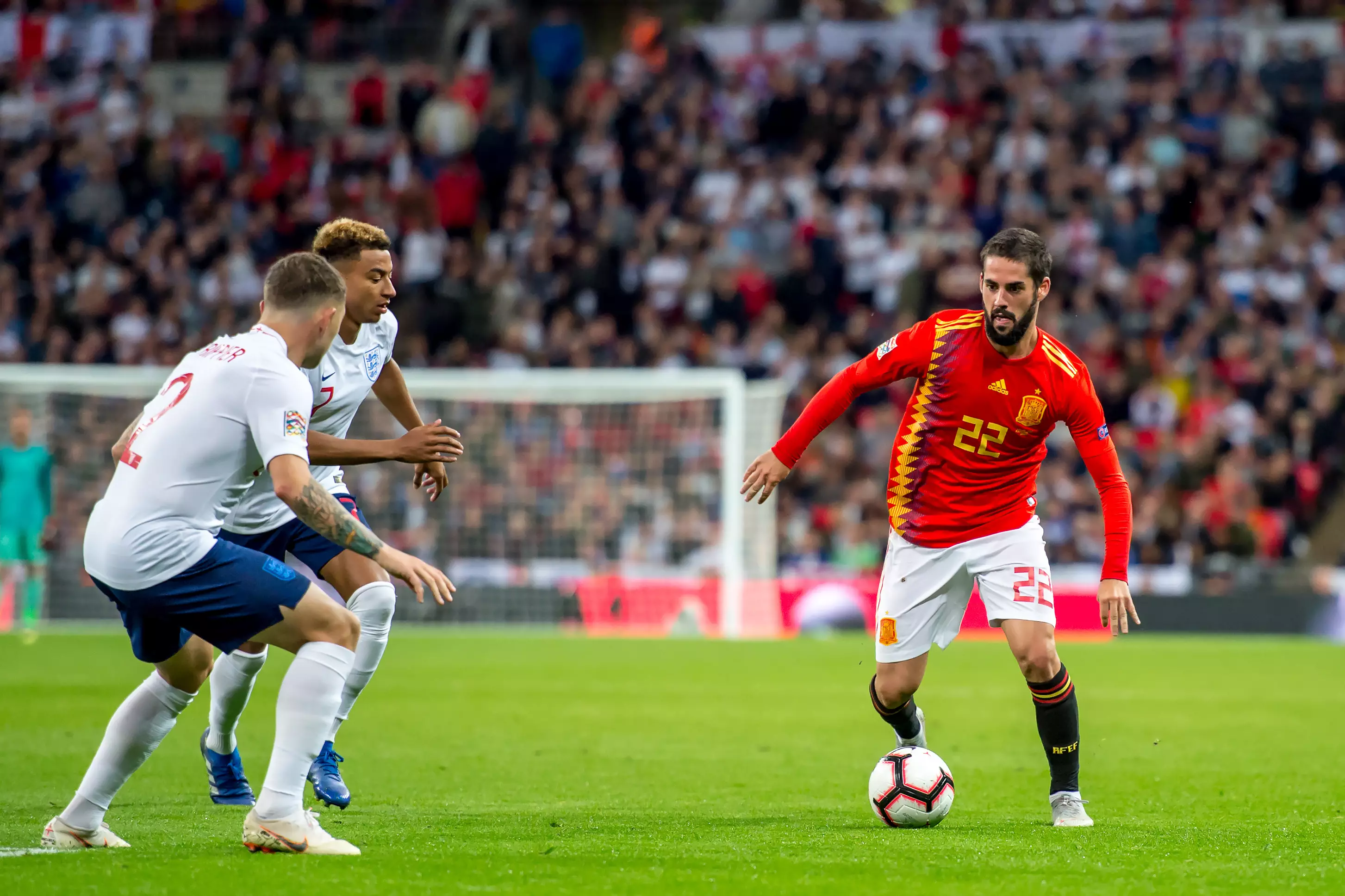 Isco against England at the recent international. Image: PA Images
