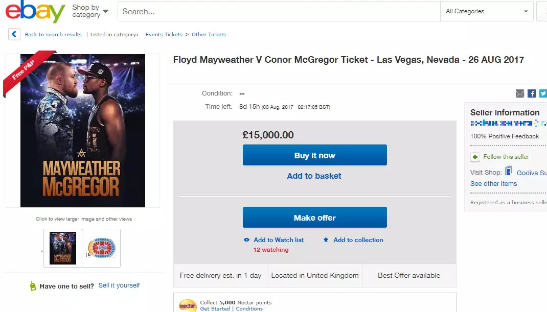 McGregor Mayweather ticket
