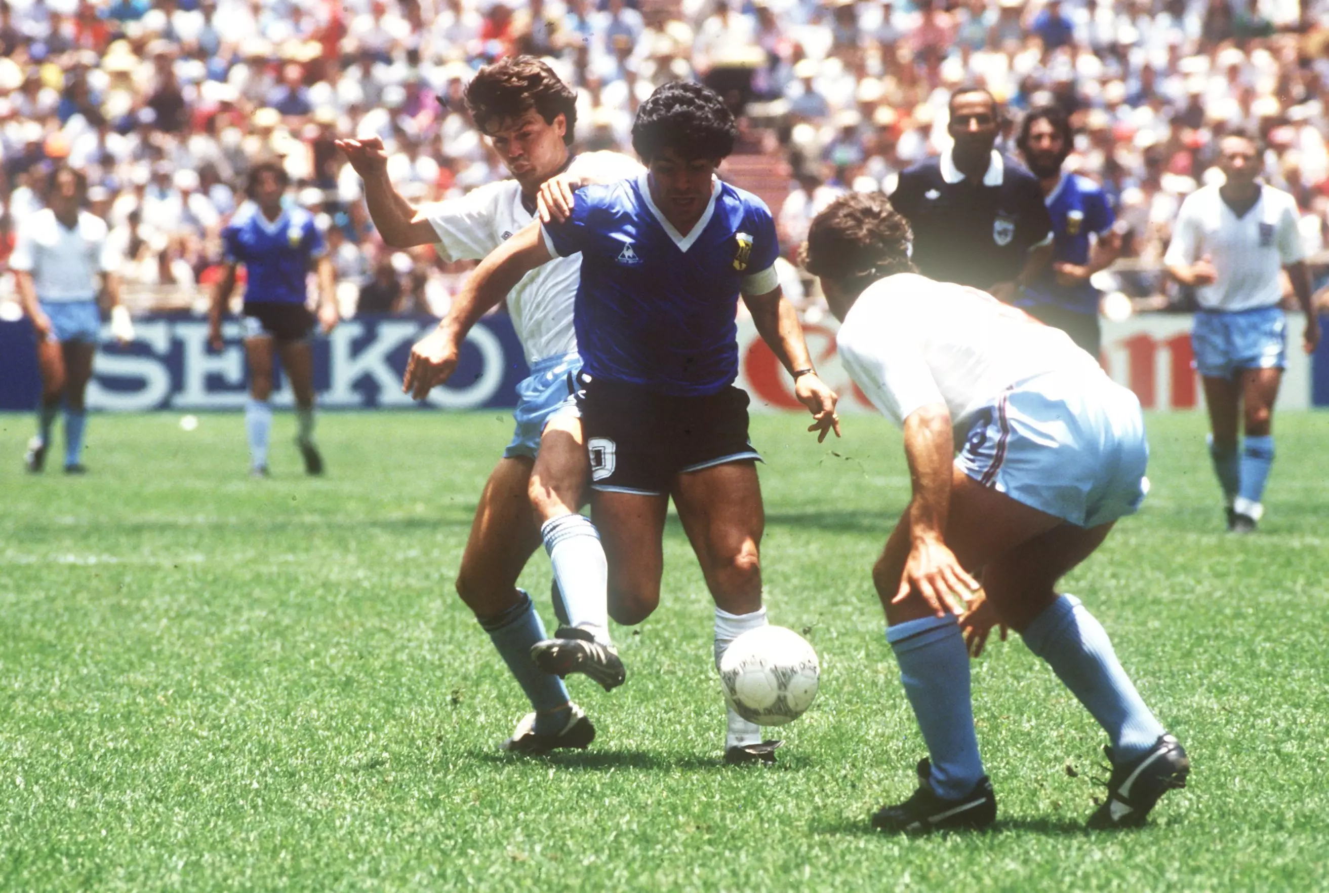 Maradona in action against England at the 1986 World Cup. (Image