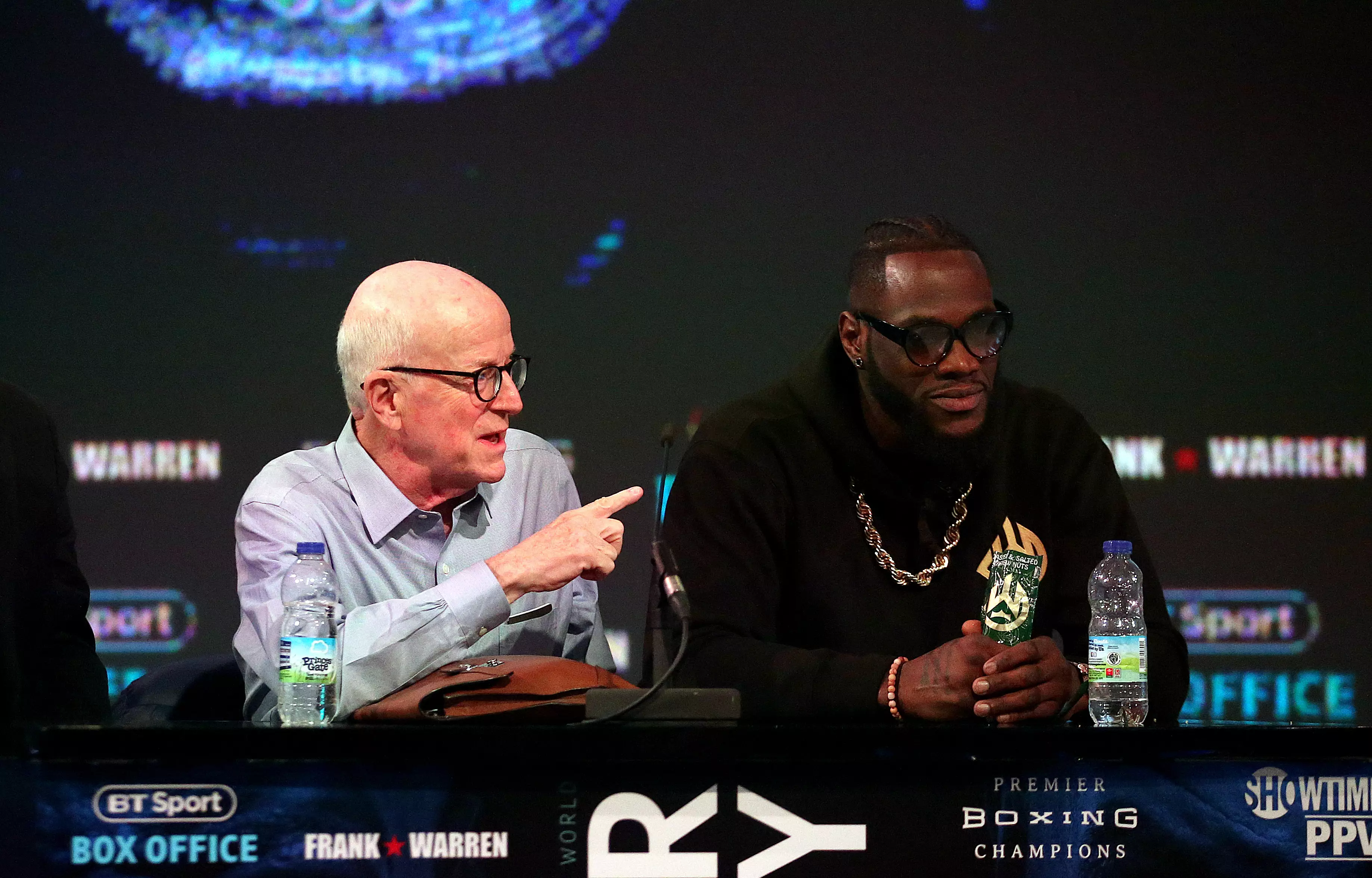 Deontay Wilder and promoter Shelly Finkel during the 2018 press conference. Image credit: PA