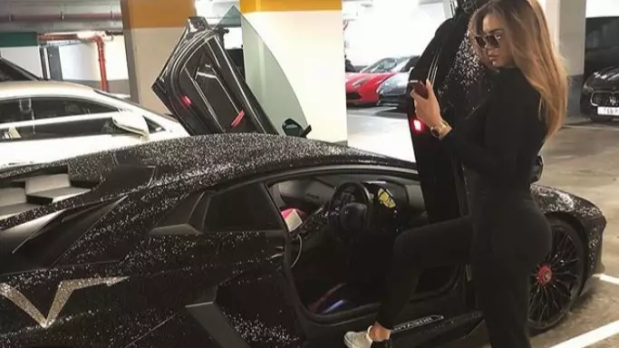 Russian Model Shows Off Lamborghini Aventador Encrusted With Two Million Diamonds