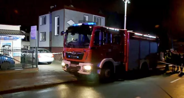 A fire engine at the scene of the tragic escape room fire.