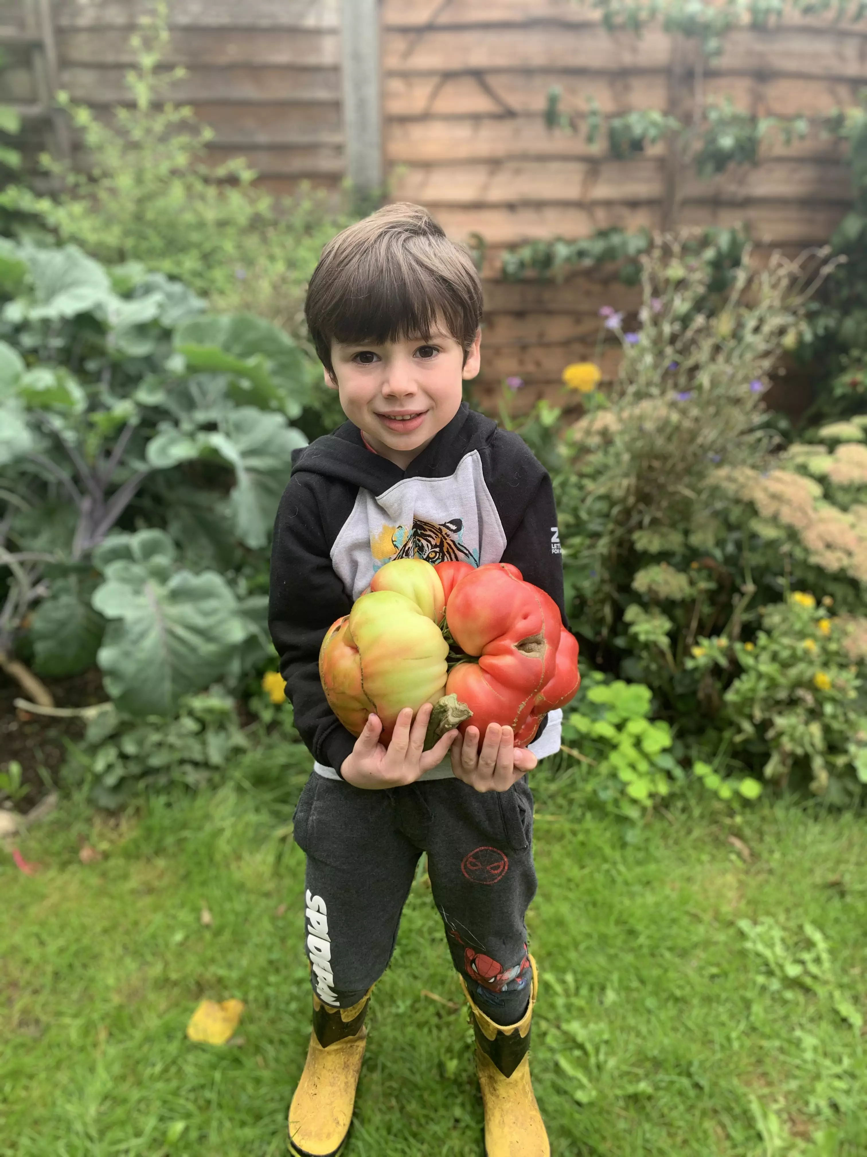Douglas' son Stellan with the tomato.