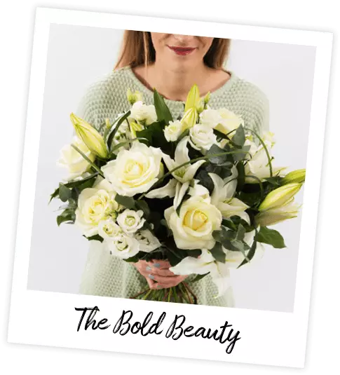 The Bold Beauty bouquet pays tribute to British powerhouse Emma Watson with classic ivory roses (