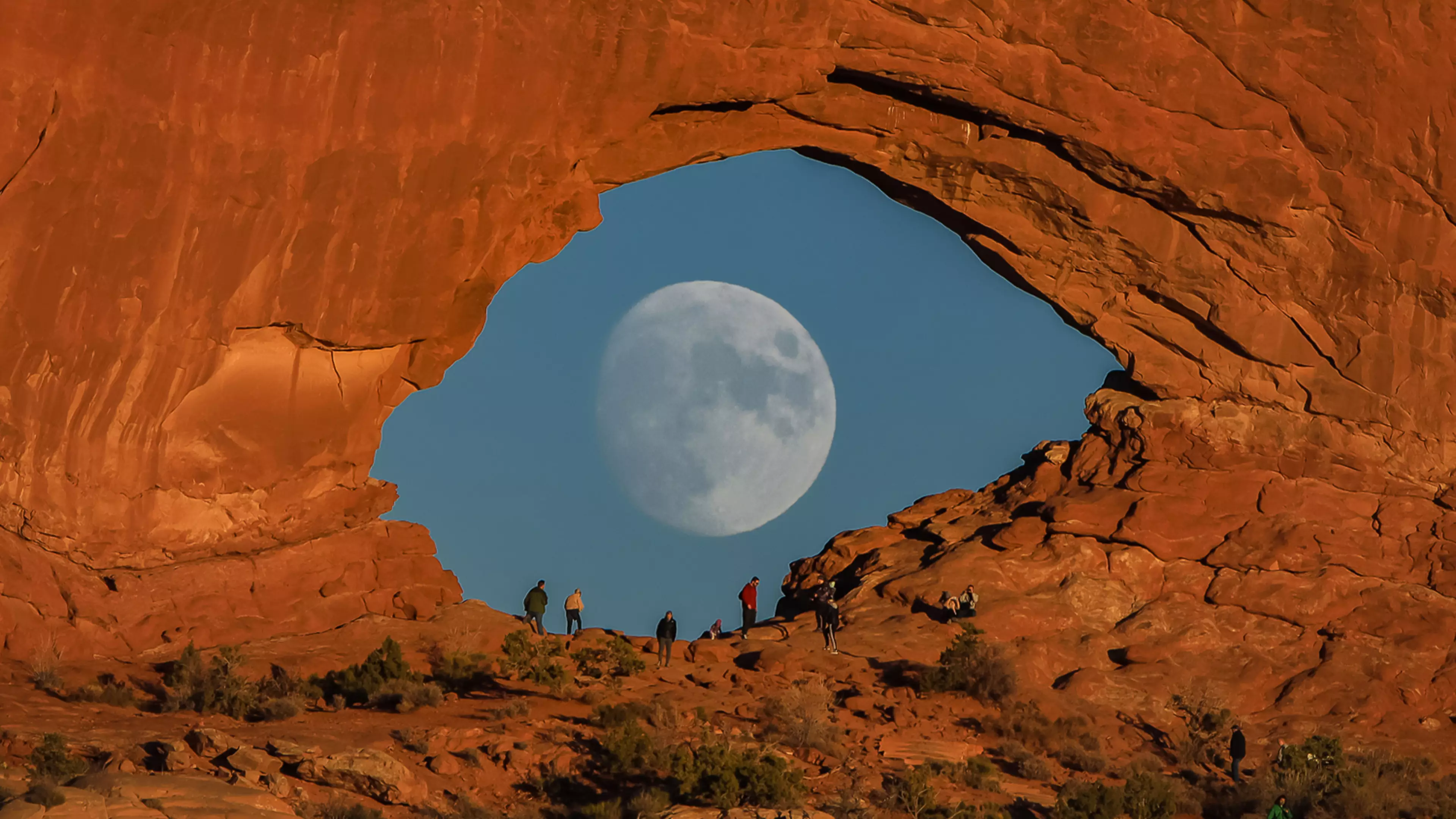 Full Moon Looks Like Giant Eye In Stunning Rock Arch Photograph 