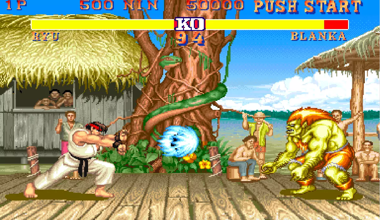 The original arcade version of Street Fighter II /