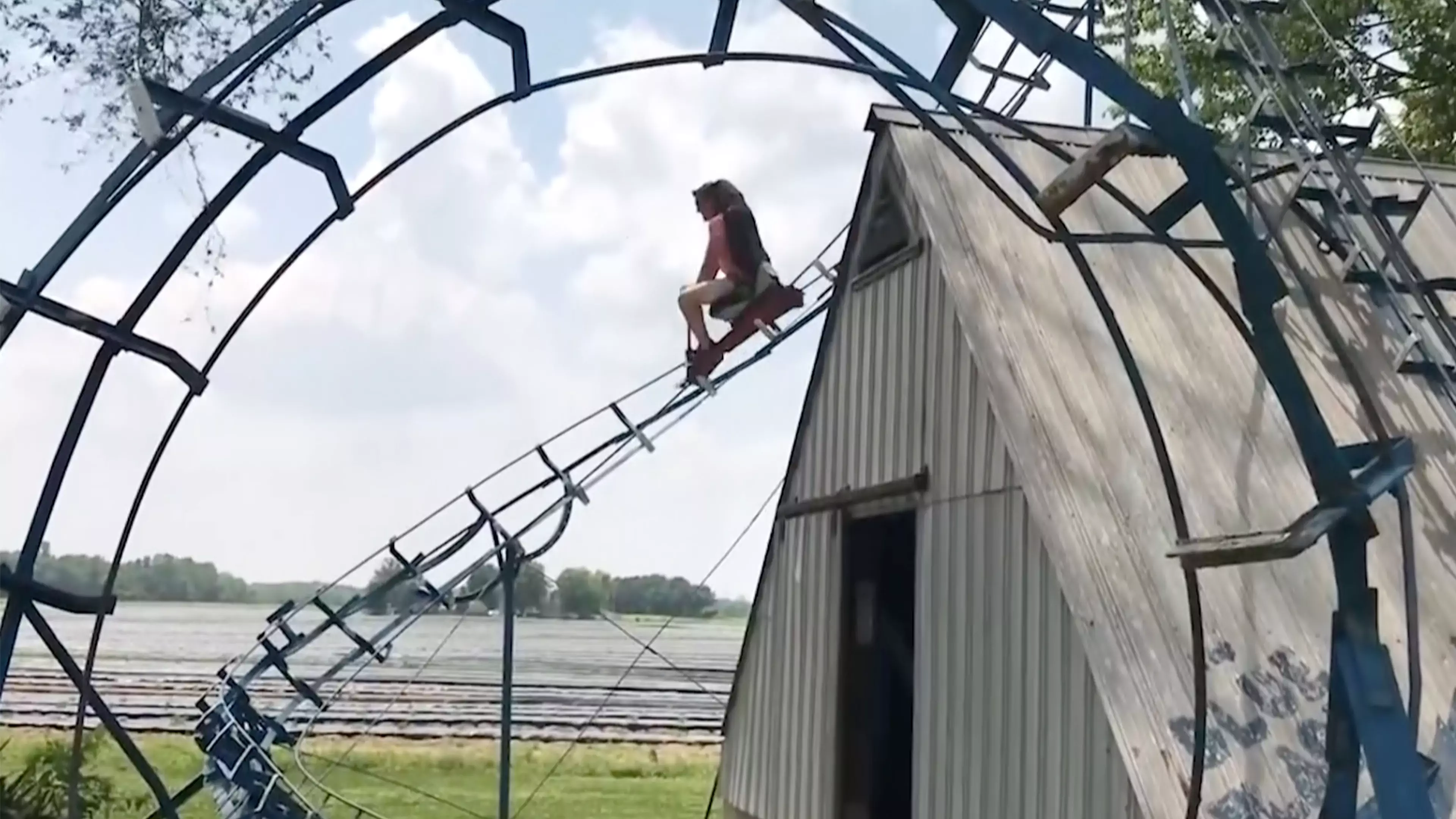 Theme Park Enthusiasts Try Out Awesome 180ft Back Yard Roller Coaster