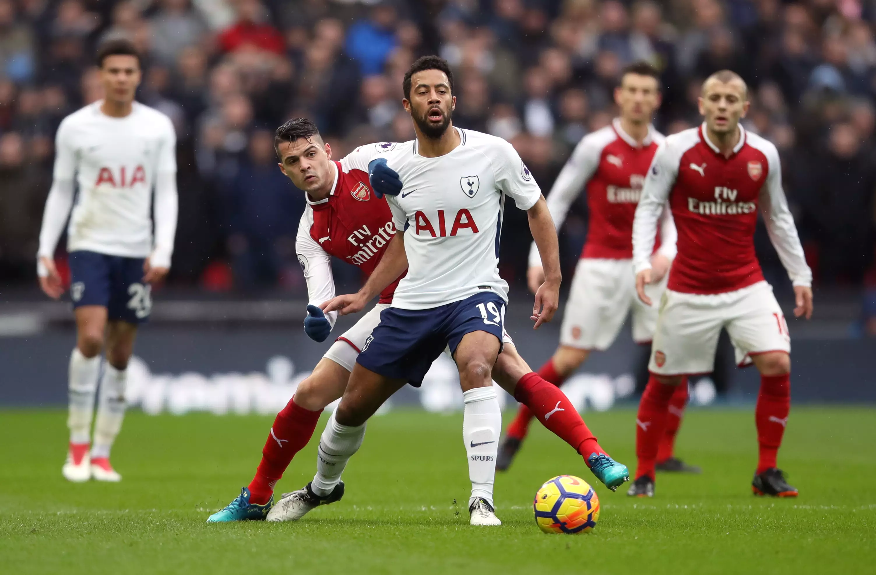 Dembele during the North London derby. Image: PA