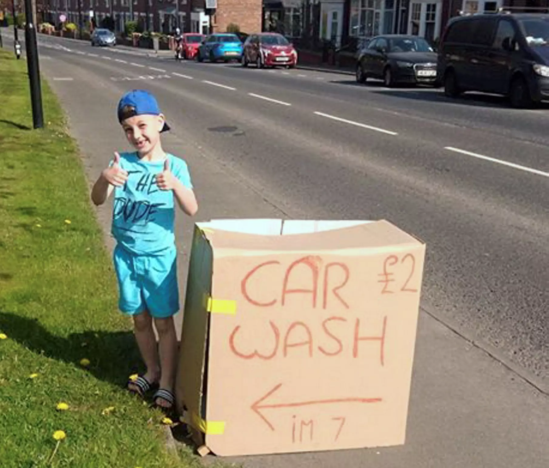 The little boy set up his own car wash to raise money for flowers for his nan's funeral.