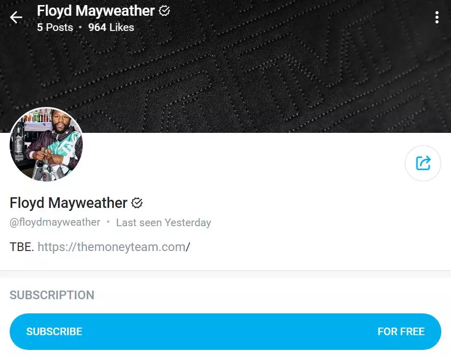 Floyd's OnlyFans page.