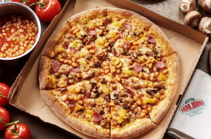 Papa John's released its English Breakfast pizza today - complete with Heinz Beanz.