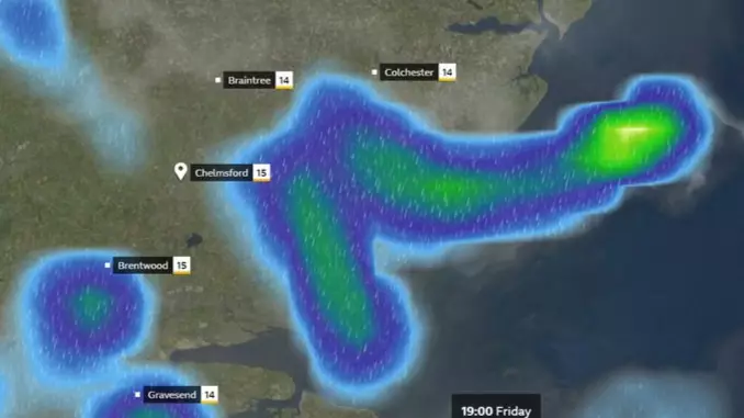 Unfortunate Weather Graphic Shows Penis-Shaped Rain Band Over Essex