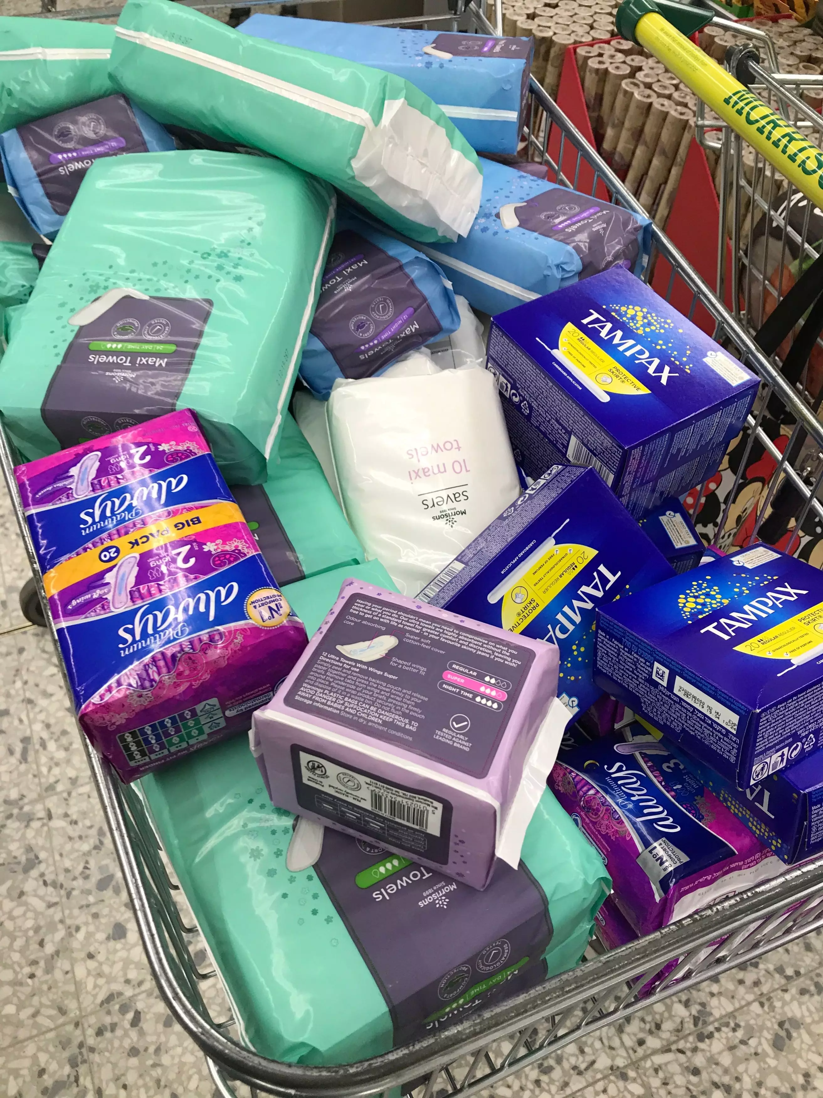 Jeff Williams loaded up his trolley with sanitary products on a recent trip to Morrisons (