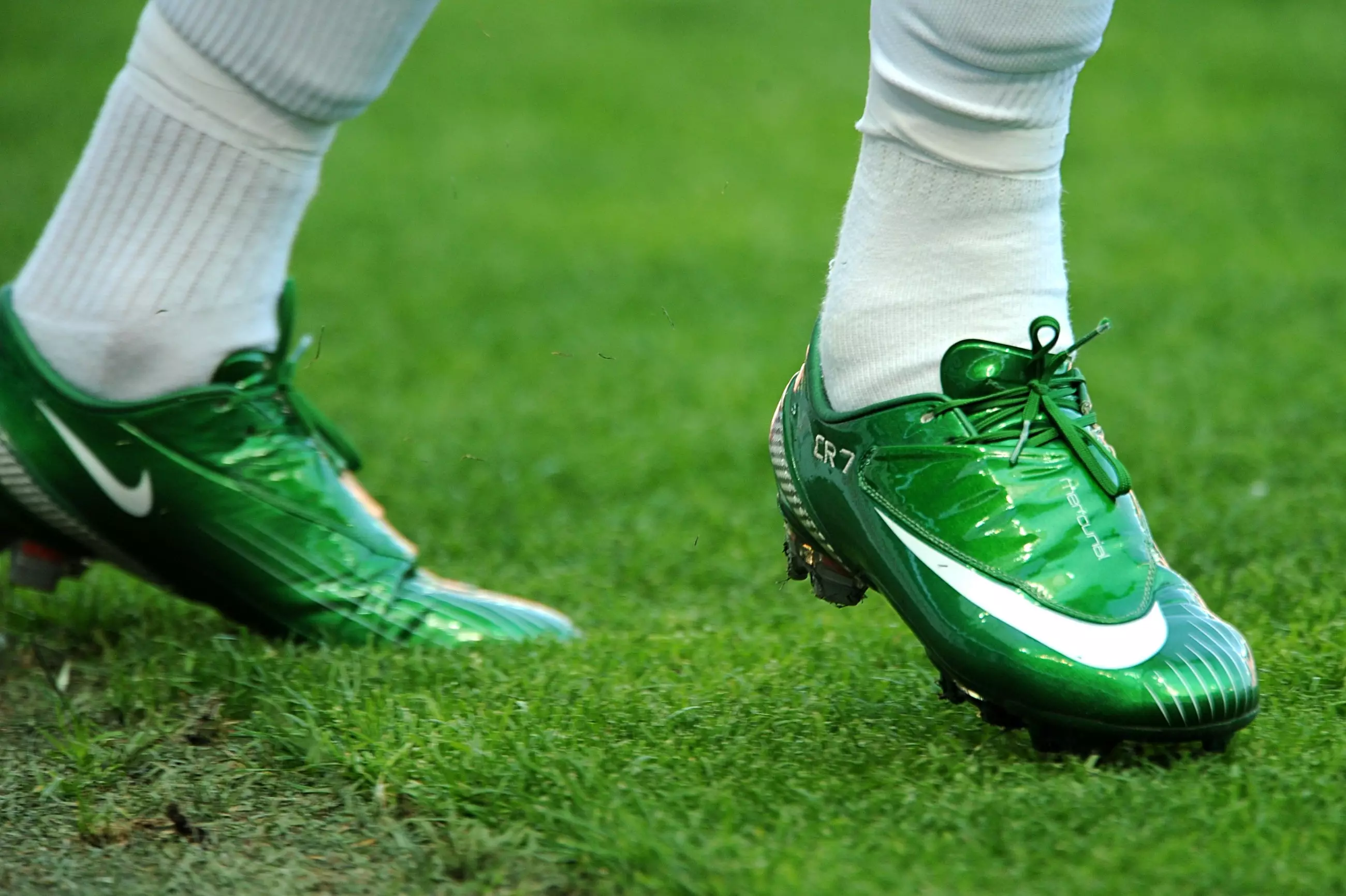 Ronaldo's green Nike boots. Image: PA