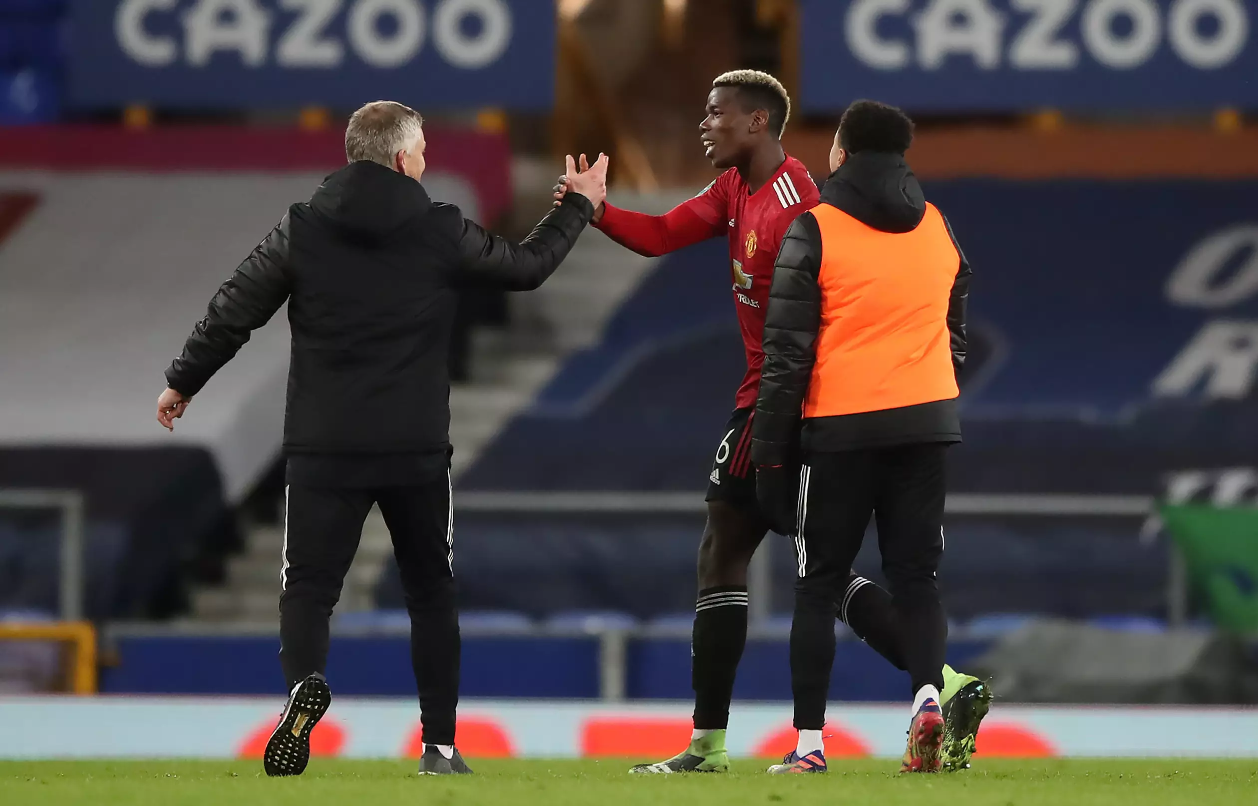 Things have definitely been improved between Solskjaer and Pogba. Image: PA Images
