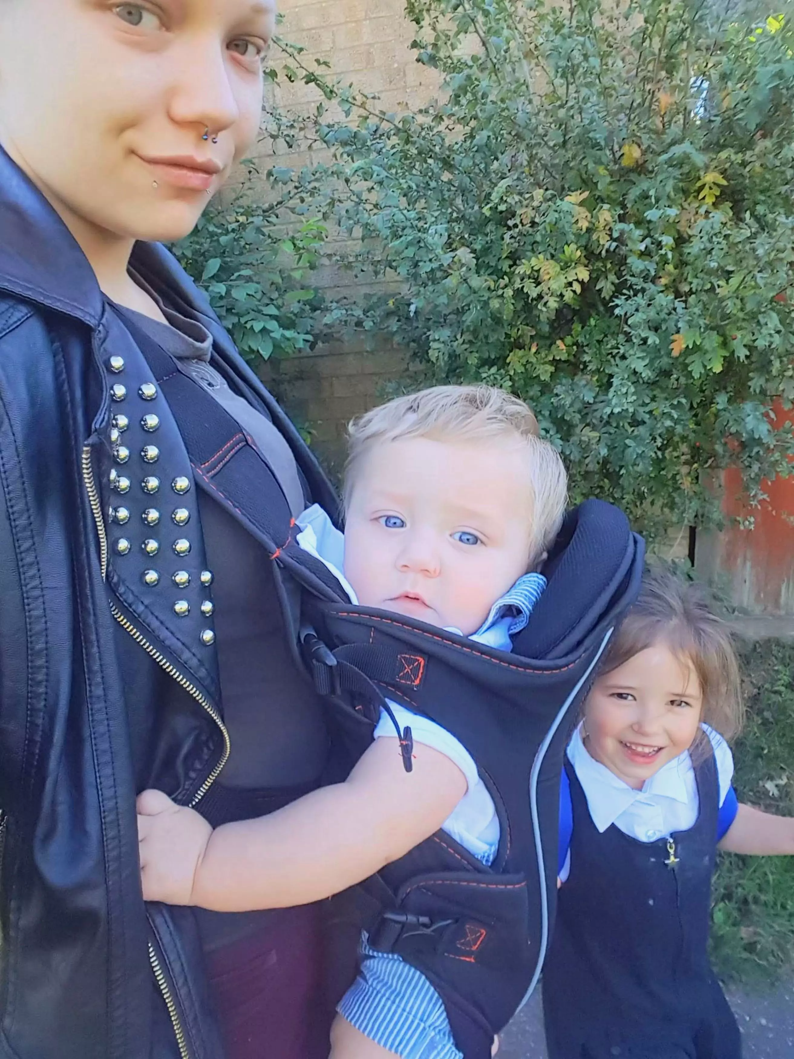Rosamund with her children Delilah, five, and Tristan, eight months.