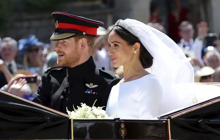 Harry and Meghan following their wedding.
