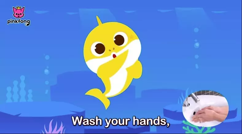 The video includes a hand-washing demo (