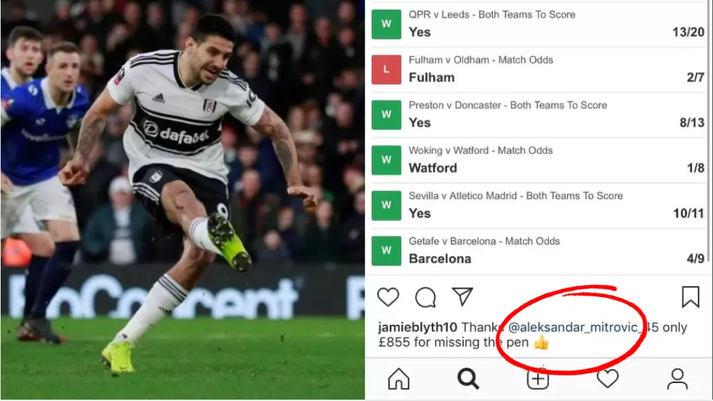 Alexander Mitrovic Responds To Fan Who Lost £855 After He Missed A Penalty 