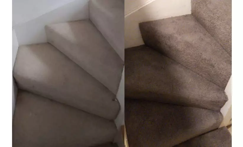 The before and after pictures of Bridie's carpet (