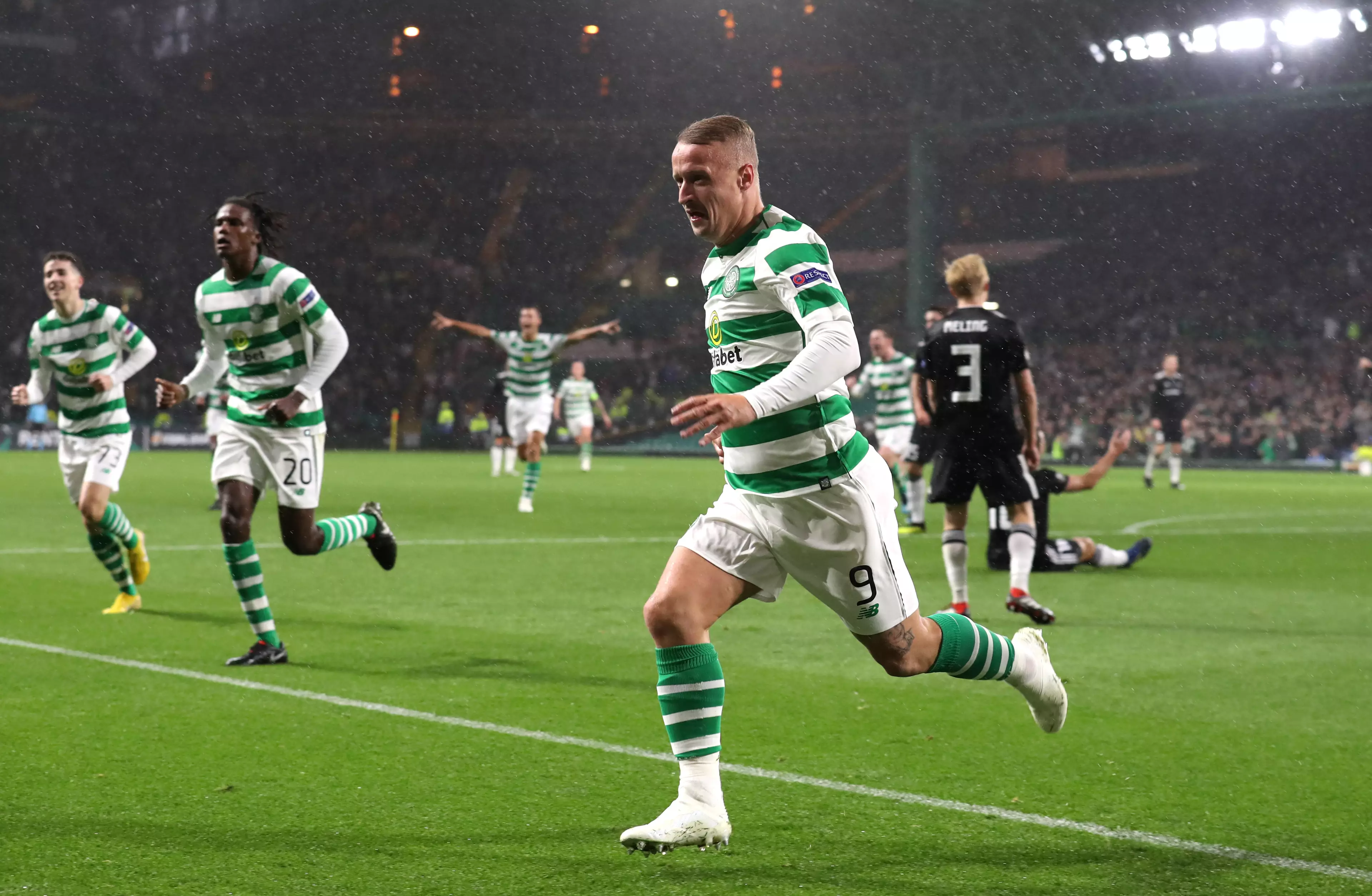Leigh Griffiths celebrates his late winner against Rosenborg. Image: PA Images