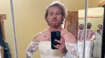 People Are Losing It As Man Models Ex's Wedding Dress To Sell It
